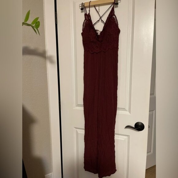 Burgundy Jumpsuit Romper - Picture 1 of 4